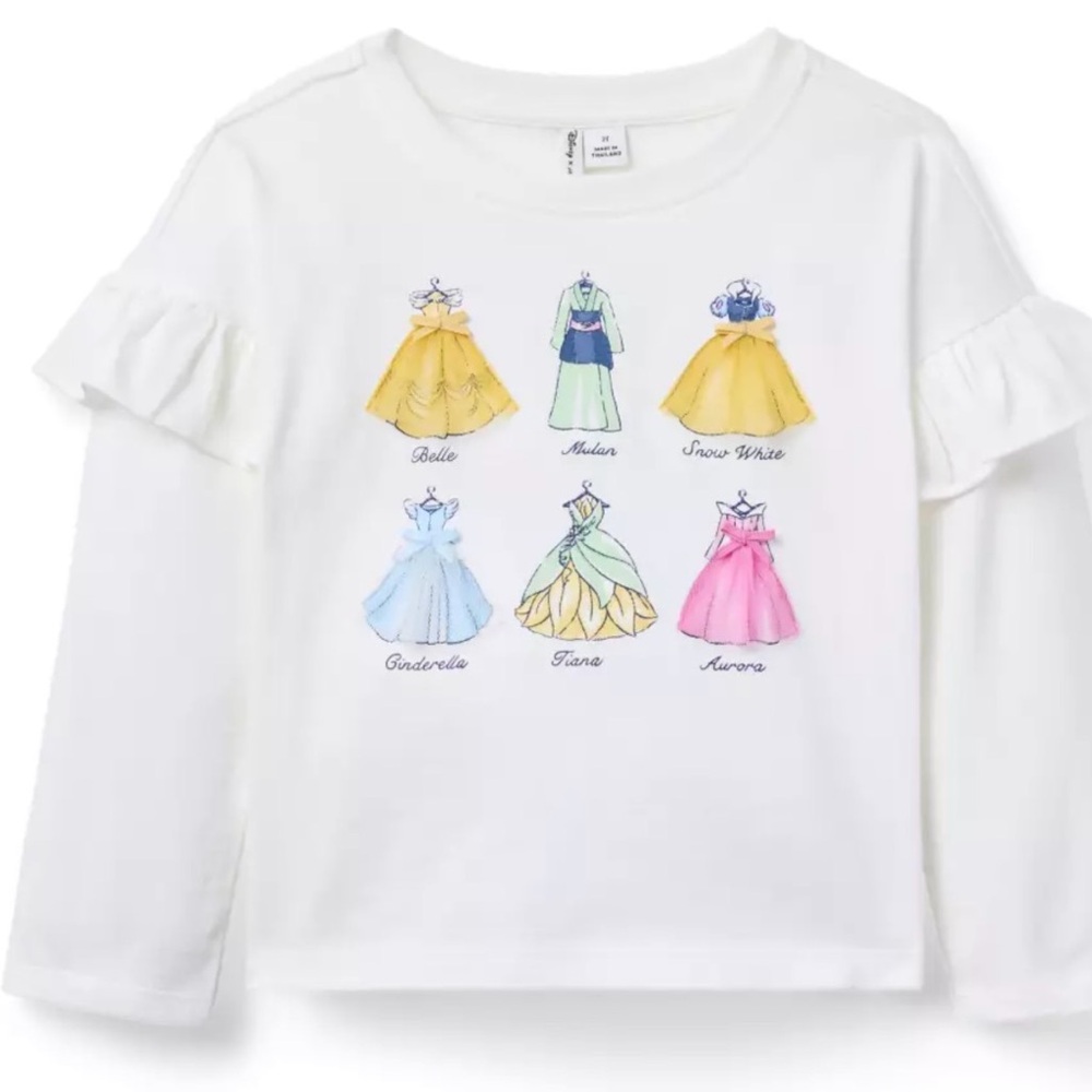 Janie and Jack NWT Disney Princess Long Sleeve White Shirt